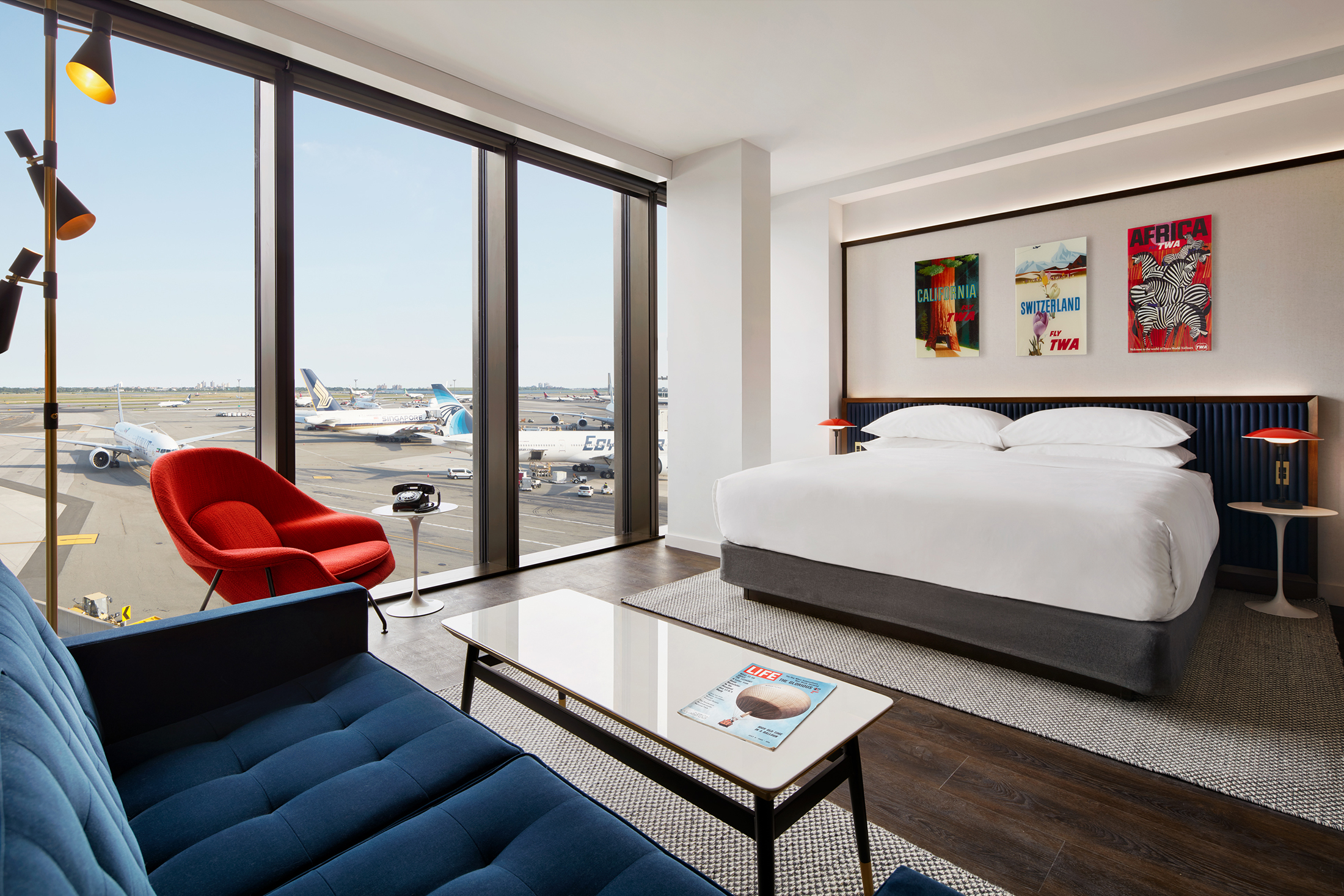 Guest room at TWA Hotel.